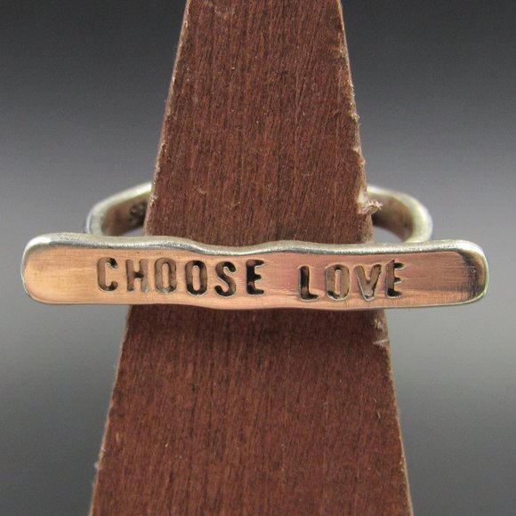 Jewelry - Size 6.5 Sterling Silver Choose Love Band Ring Vintage